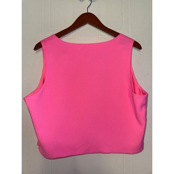 NWT Express Bright Pink Sleeveless Square Neck Crop Top Size XL - Picture 3 of 9